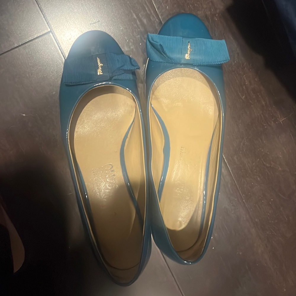 Adorable bluish green Salvatore Ferragamo shoes